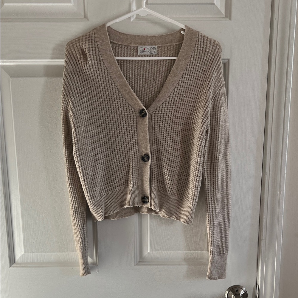 Beige Button-Up Sweater